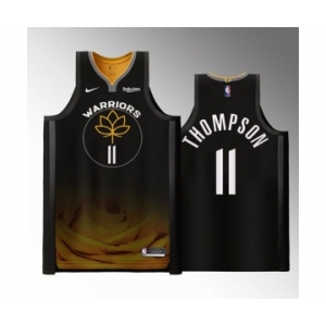 Men's Golden State Warriors #11 Klay Thompson Black 2022-23 City edition Stitched Basketball Jersey