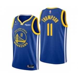 Men's Golden State Warriors #11 Klay Thompson Royal With No.6 Patch Stitched Jersey