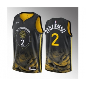 Men's Golden State Warriors #2 Brandin Podziemski Black 2023 Draft City Edition Swingman Stitched Basketball Jersey