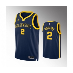 Men's Golden State Warriors #2 Ryan Rollins Navy Statement Edition Stitched Jersey