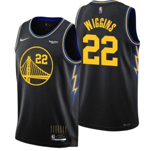 Men's Golden State Warriors #22 Andrew Wiggins 2021-22 City Edition Black 75th Anniversary Stitched Basketball Jersey