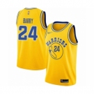 Men's Golden State Warriors #24 Rick Barry Authentic Gold Hardwood Classics Basketball Jersey