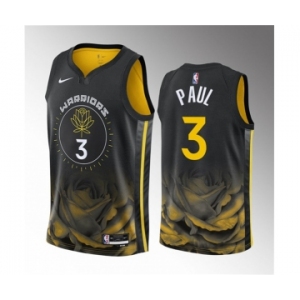 Men's Golden State Warriors #3 Chris Paul Black City Edition Stitched Basketball Jersey