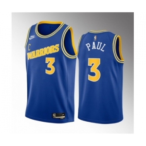 Men's Golden State Warriors #3 Chris Paul Blue Classic Edition Stitched Basketball Jersey