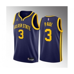 Men's Golden State Warriors #3 Chris Paul Navy Statement Edition Stitched Basketball Jersey