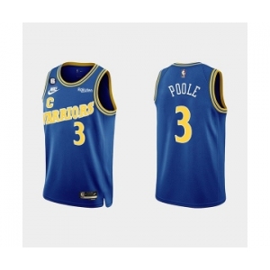 Men's Golden State Warriors #3 Jordan Poole 2022-23 Blue With No.6 Patch Stitched Basketball Jersey