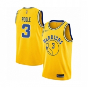 Men's Golden State Warriors #3 Jordan Poole Authentic Gold Hardwood Classics Basketball Jersey