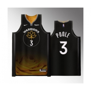 Men's Golden State Warriors #3 Jordan Poole Black 2022-23 City edition Stitched Basketball Jersey