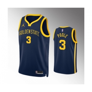 Men's Golden State Warriors #3 Jordan Poole Navy Statement EditionStitched Jersey