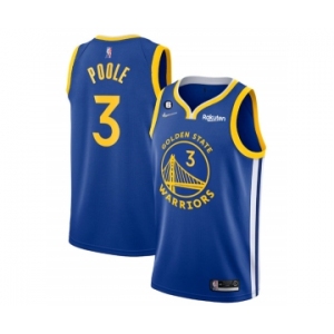 Men's Golden State Warriors #3 Jordan Poole Royal With No.6 Patch Stitched Jersey