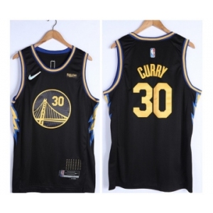 Men's Golden State Warriors #30 Stephen Curry 75th Anniversary Black Stitched Basketball Jersey