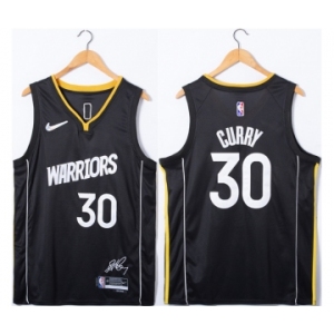 Men's Golden State Warriors #30 Stephen Curry Black 75th Anniversary Stitched Jersey