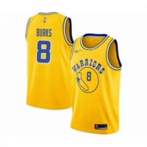 Men's Golden State Warriors #8 Alec Burks Authentic Gold Hardwood Classics Basketball Jersey