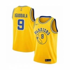 Men's Golden State Warriors #9 Andre Iguodala Authentic Gold Hardwood Classics Basketball Jersey