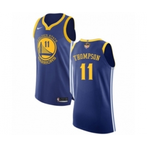 Men's Nike Golden State Warriors #11 Klay Thompson Authentic Royal Blue Road 2018 NBA Finals Bound NBA Jersey - Icon Edition