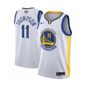 Men's Nike Golden State Warriors #11 Klay Thompson Authentic White Home 2018 NBA Finals Bound NBA Jersey - Association Edition