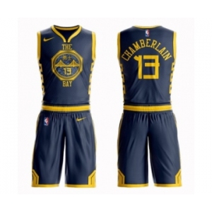 Men's Nike Golden State Warriors #13 Wilt Chamberlain Authentic Navy Blue NBA Suit Jersey - City Edition