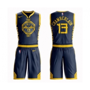 Men's Nike Golden State Warriors #13 Wilt Chamberlain Swingman Navy Blue NBA Suit Jersey - City Edition