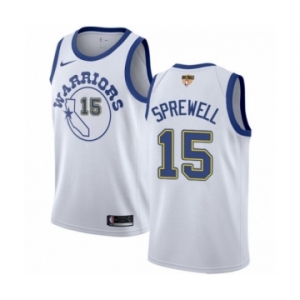 Men's Nike Golden State Warriors #15 Latrell Sprewell Authentic White Hardwood Classics 2018 NBA Finals Bound NBA Jersey