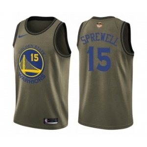 Men's Nike Golden State Warriors #15 Latrell Sprewell Swingman Green Salute to Service 2018 NBA Finals Bound NBA Jersey