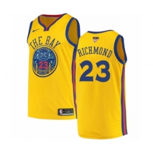 Men's Nike Golden State Warriors #23 Mitch Richmond Authentic Gold 2018 NBA Finals Bound NBA Jersey - City Edition