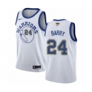 Men's Nike Golden State Warriors #24 Rick Barry Authentic White Hardwood Classics 2018 NBA Finals Bound NBA Jersey