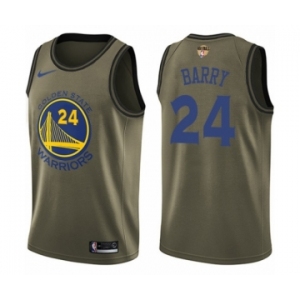 Men's Nike Golden State Warriors #24 Rick Barry Swingman Green Salute to Service 2018 NBA Finals Bound NBA Jersey