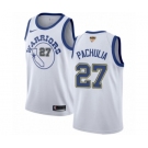 Men's Nike Golden State Warriors #27 Zaza Pachulia Authentic White Hardwood Classics 2018 NBA Finals Bound NBA Jersey