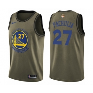 Men's Nike Golden State Warriors #27 Zaza Pachulia Swingman Green Salute to Service 2018 NBA Finals Bound NBA Jersey