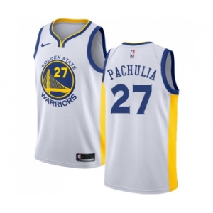 Men's Nike Golden State Warriors #27 Zaza Pachulia Swingman White Home NBA Jersey - Association Edition