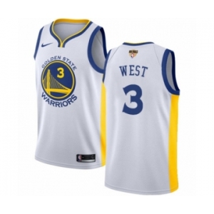 Men's Nike Golden State Warriors #3 David West Authentic White Home 2018 NBA Finals Bound NBA Jersey - Association Edition