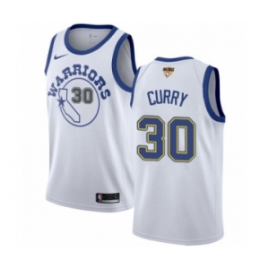 Men's Nike Golden State Warriors #30 Stephen Curry Authentic White Hardwood Classics 2018 NBA Finals Bound NBA Jersey