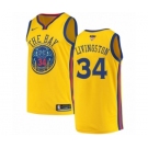 Men's Nike Golden State Warriors #34 Shaun Livingston Authentic Gold 2018 NBA Finals Bound NBA Jersey - City Edition