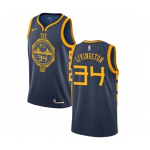 Men's Nike Golden State Warriors #34 Shaun Livingston Authentic Navy Blue NBA Jersey - City Edition