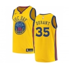 Men's Nike Golden State Warriors #35 Kevin Durant Authentic Gold NBA Jersey - City Edition