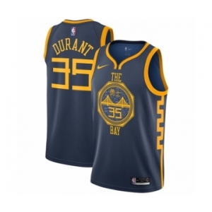 Men's Nike Golden State Warriors #35 Kevin Durant Authentic Navy Blue NBA Jersey - City Edition