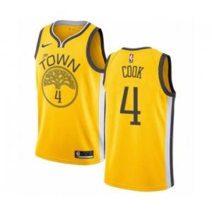 Men's Nike Golden State Warriors #4 Quinn Cook Yellow Swingman Jersey - Earned Edition