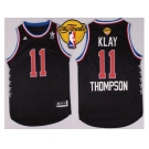 NBA Golden State Warrlors #11 Klay Thompson Black 2015 All Star The Finals Patch Stitched Jersey