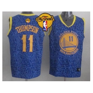NBA Golden State Warrlors #11 Klay Thompson Blue Crazy Light The Finals Patch Stitched Jerseys