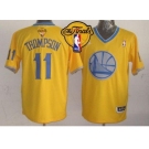 NBA Golden State Warrlors #11 Klay Thompson Gold 2013 Christmas Day Swingman The Finals Patch Stitched Jerseys