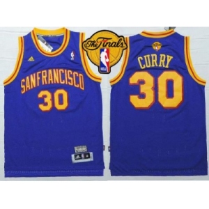 NBA Golden State Warrlors #30 Stephen Curry Blue Throwback San Francisco The Finals Patch Stitched Jerseys