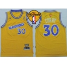 NBA Golden State Warrlors #30 Stephen Curry Gold Throwback The Finals Patch Stitched Jerseys