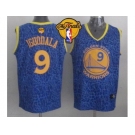 NBA Golden State Warrlors #9 Andre Iguodala Blue Crazy Light The Finals Patch Stitched Jerseys