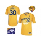 NBA Revolution 30 Golden State Warrlors #30 Stephen Curry Gold Autographed The Finals Patch Stitched Jerseys