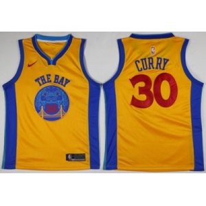 Nike Golden State Warriors #30 Stephen Curry Gold NBA Swingman City Edition Jersey