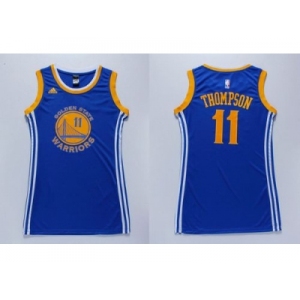 NBA Women Warriors #11 Klay Thompson Blue Dress Stitched Jerseys