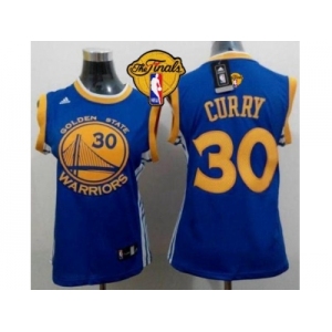 NBA Women Warriors #30 Stephen Curry Blue The Finals Patch Road Stitched Jerseys