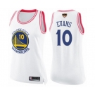 Women Golden State Warriors #10 Jacob Evans Swingman White Pink Fashion Basketball 2019 Basketball Finals Bound Jersey