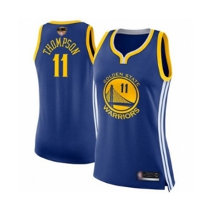 Women Golden State Warriors #11 Klay Thompson Authentic Royal Blue 2019 Basketball Finals Bound Basketball Jersey - Icon Edition