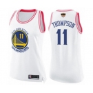 Women Golden State Warriors #11 Klay Thompson Swingman White Pink Fashion 2019 Basketball Finals Bound Basketball Jersey